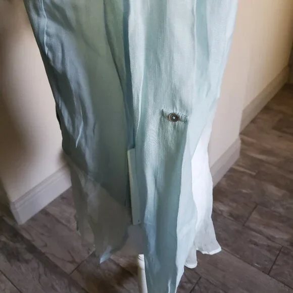 Line & Dot Blue Semi-Sheer Silk Tunic - Picture 4 of 9